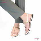 Myro Cream Gold Braided Thongs - MYRO